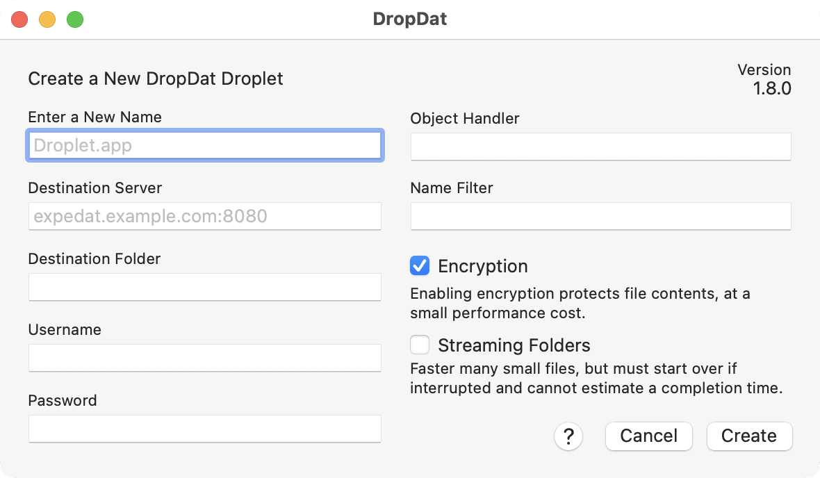 DropDat Creation Interface