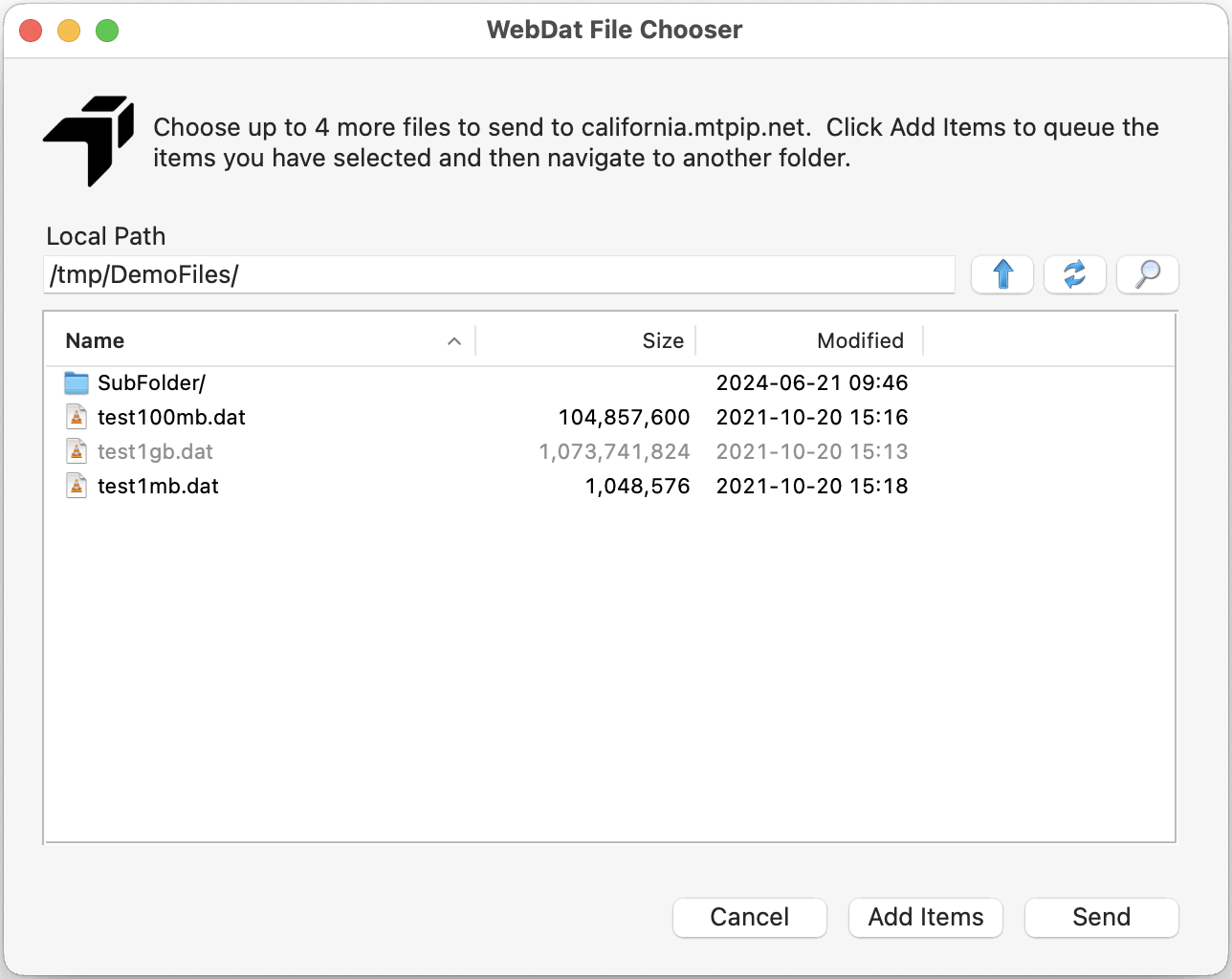 WebDat Send Dialog